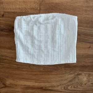 Cropped Blue Ruched Strapless Tube Top